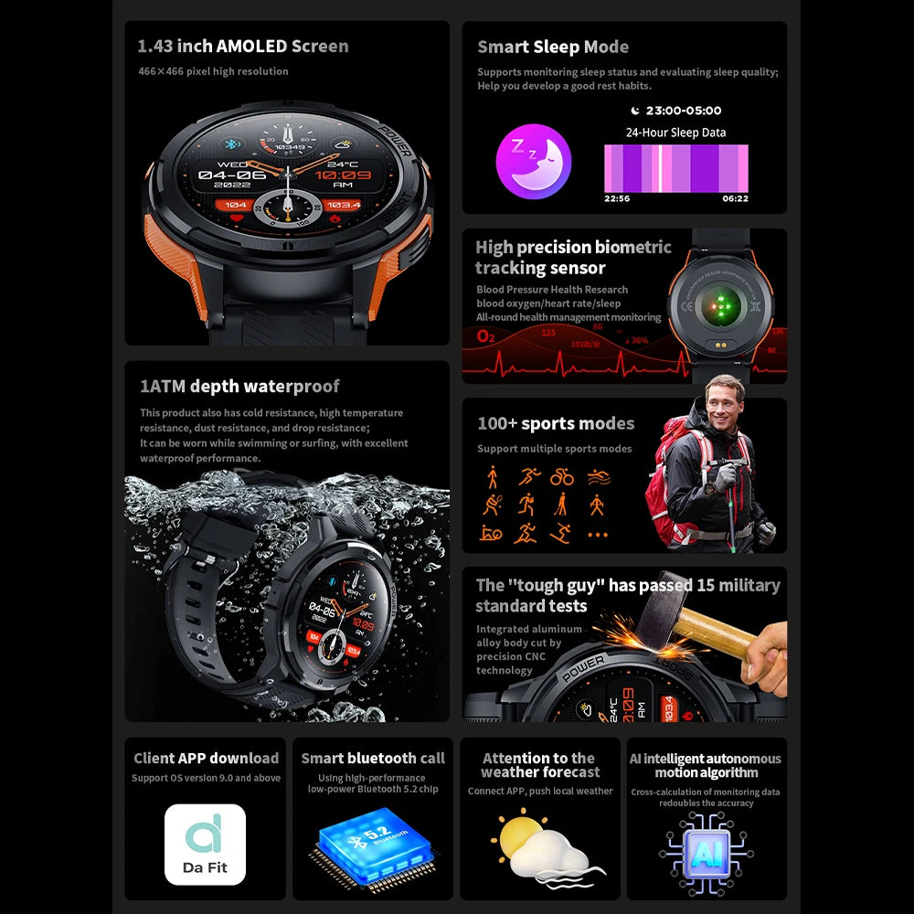 SKMEI 410mAh AMOLED Smartwatch