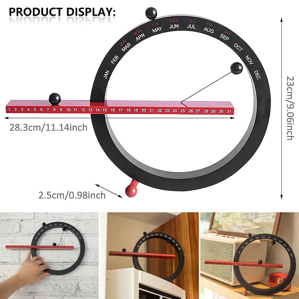 Creative Magnetic Ball Clock Perpetual Wall Calendar