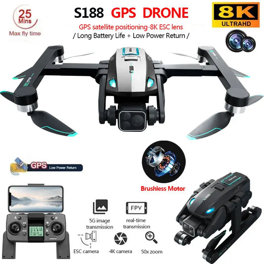 S188 GPS Drone 8K Professional HD Dual Camera