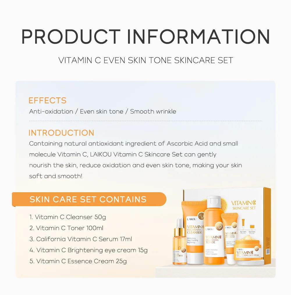 5 Pieces Vitamin C Skincare Set  Moisturizing Face Serum