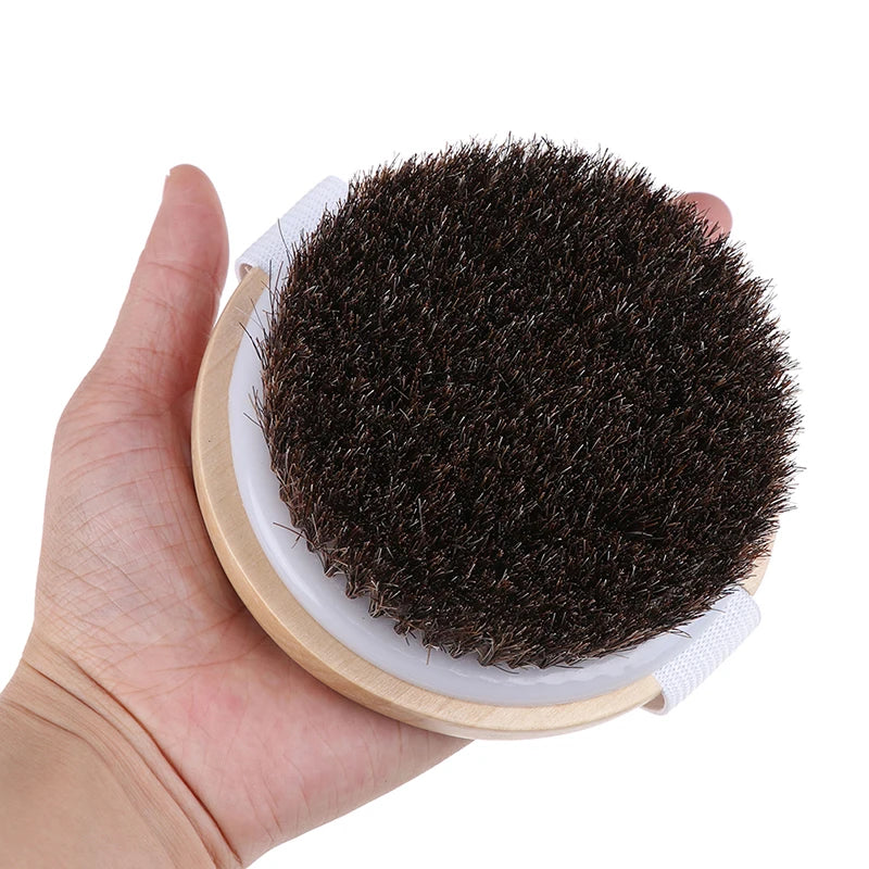 1X Wood Natural Horse Hair Bath Body Brush